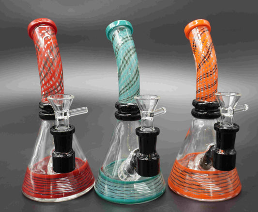 Bent Colored Neck Beaker Perc Mini Bong