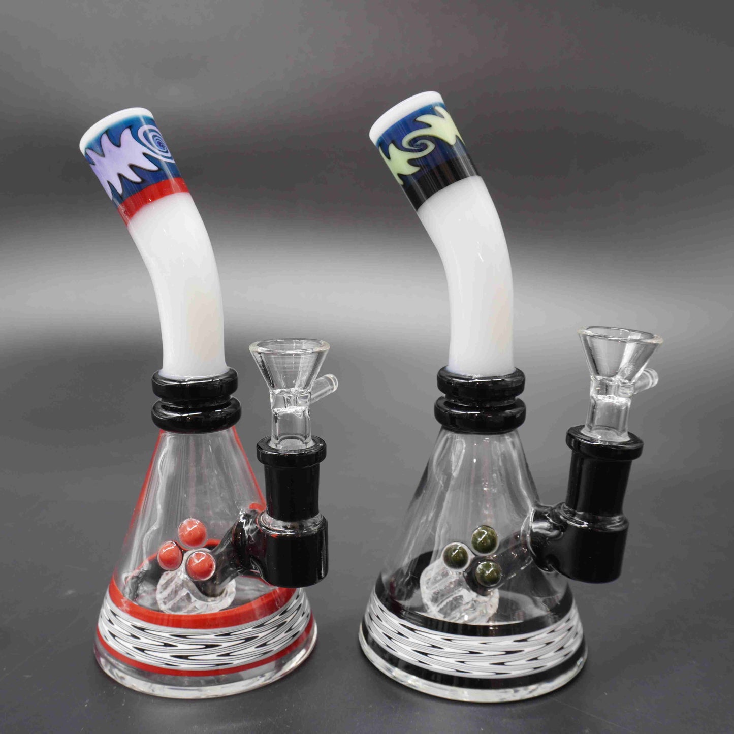 Bent White Neck Beaker Perc Mini Bong