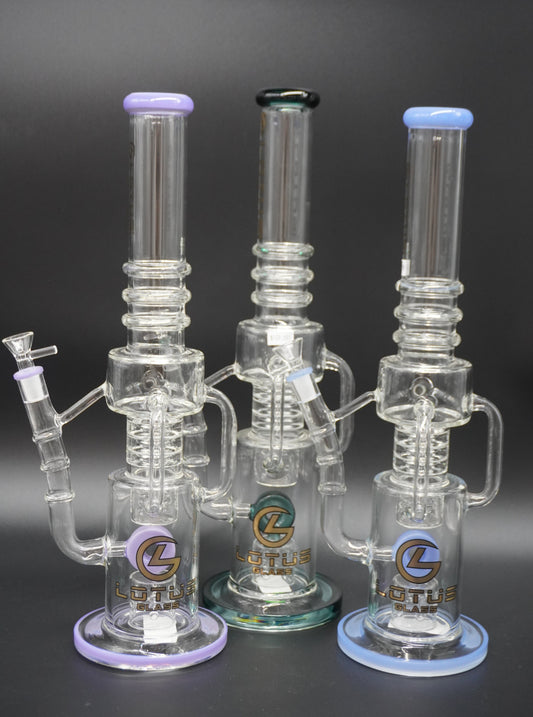 16 inch Double Perculator Lotus Glass Bong