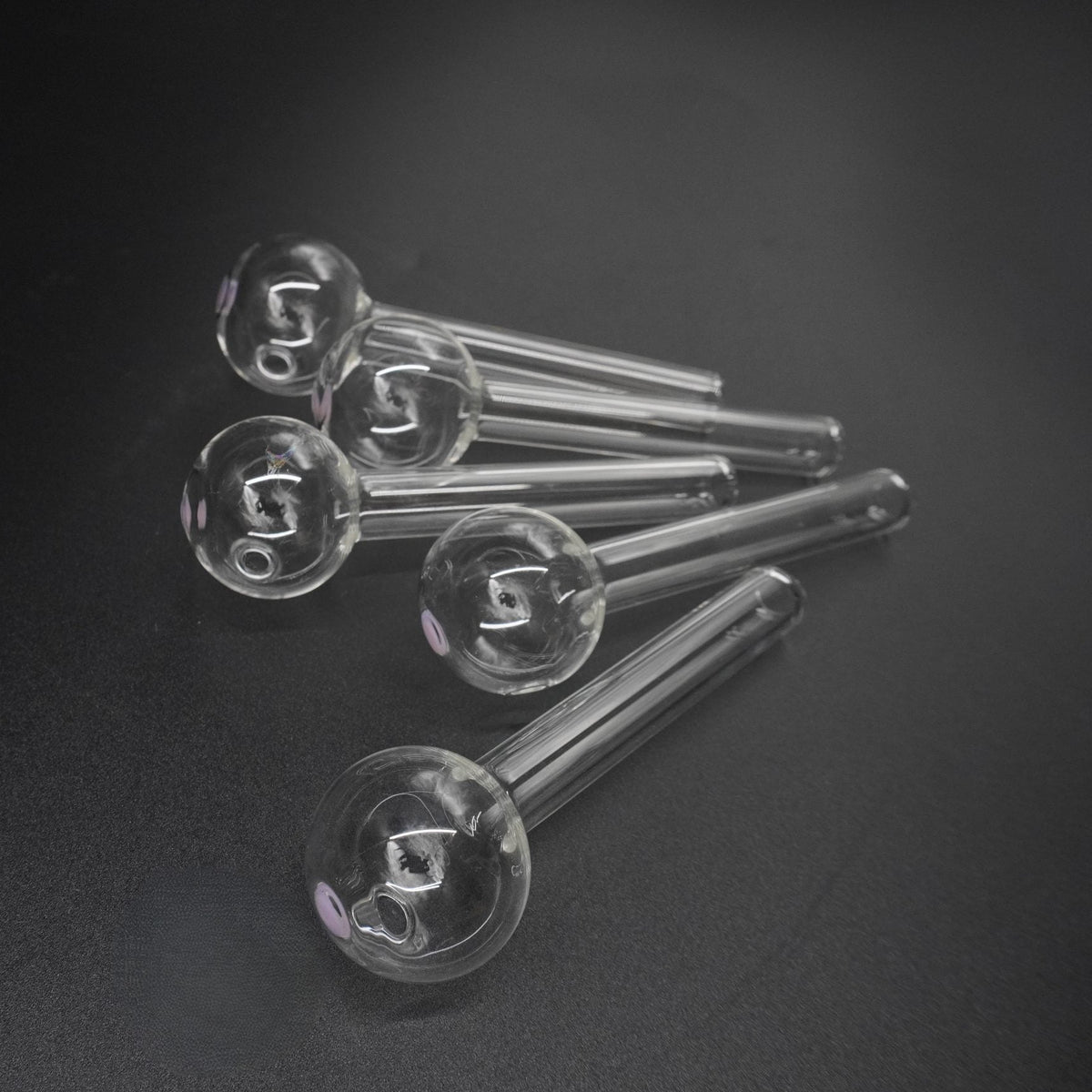 Dotted Clear Glass Oil Burner Pipe - 5 Pack Value Set