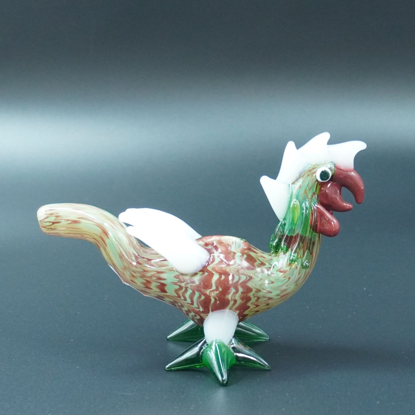 Hand-Blown Rooster Glass Hand Pipe