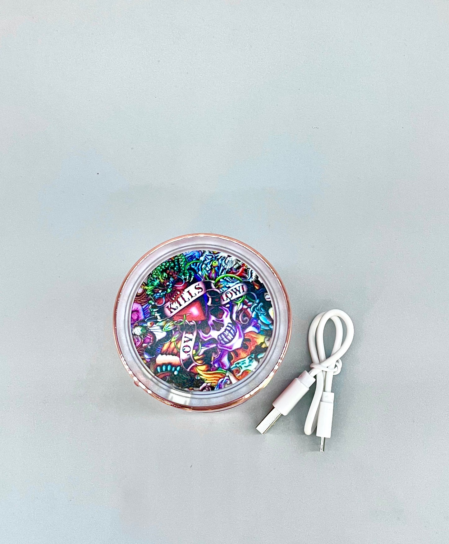 Skull Print 4 Pcs Herb Grinder With LED Light