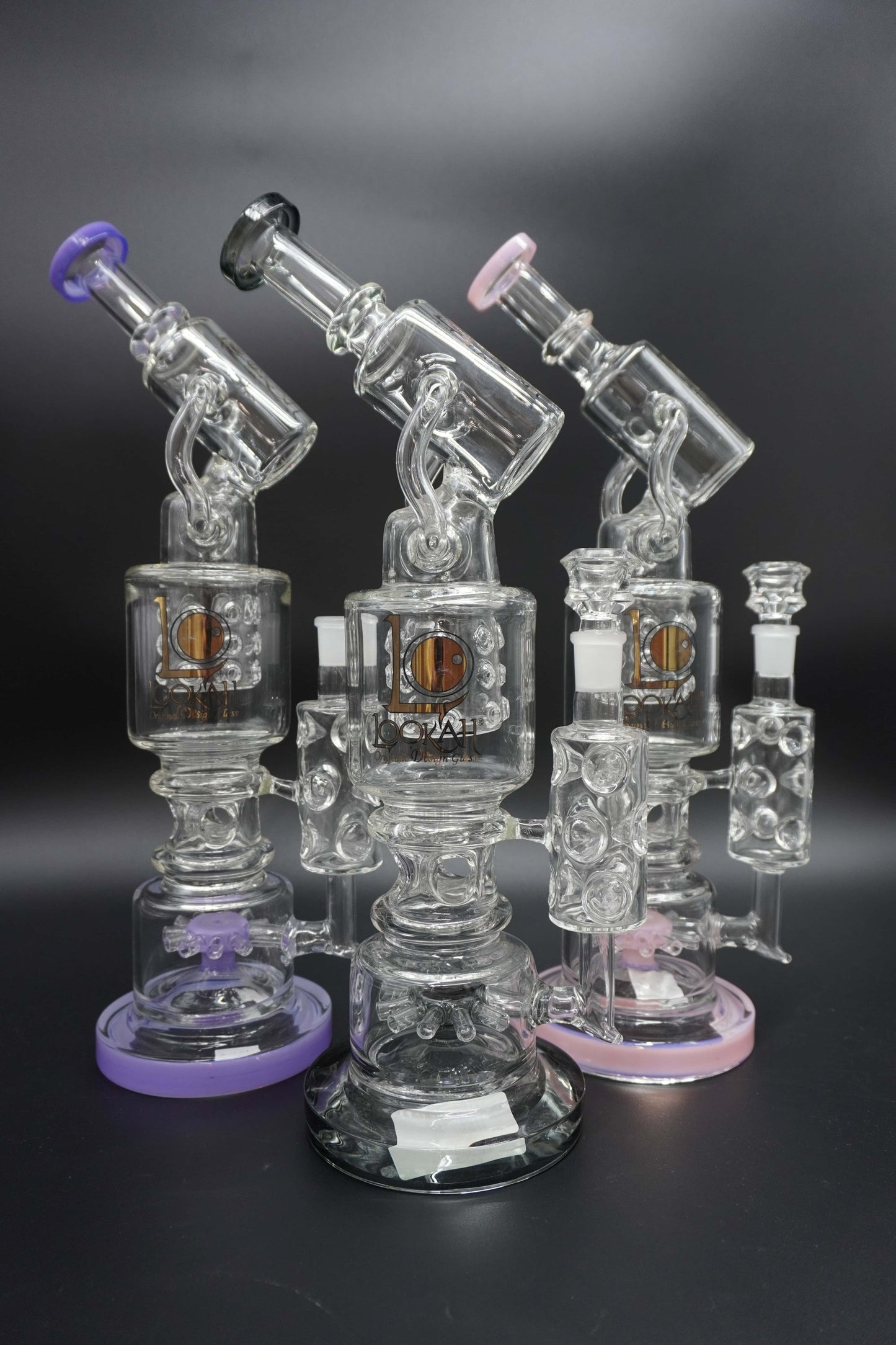Lookah Glass Double Perc Bong with Recycler