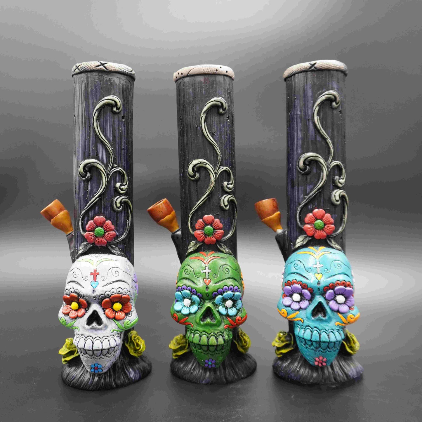 Sugar Skull Bamboo Bong