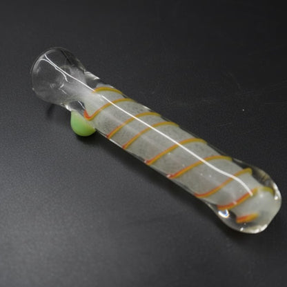 Artisan Frit-Filled Glass Chillum with Roll-Stop