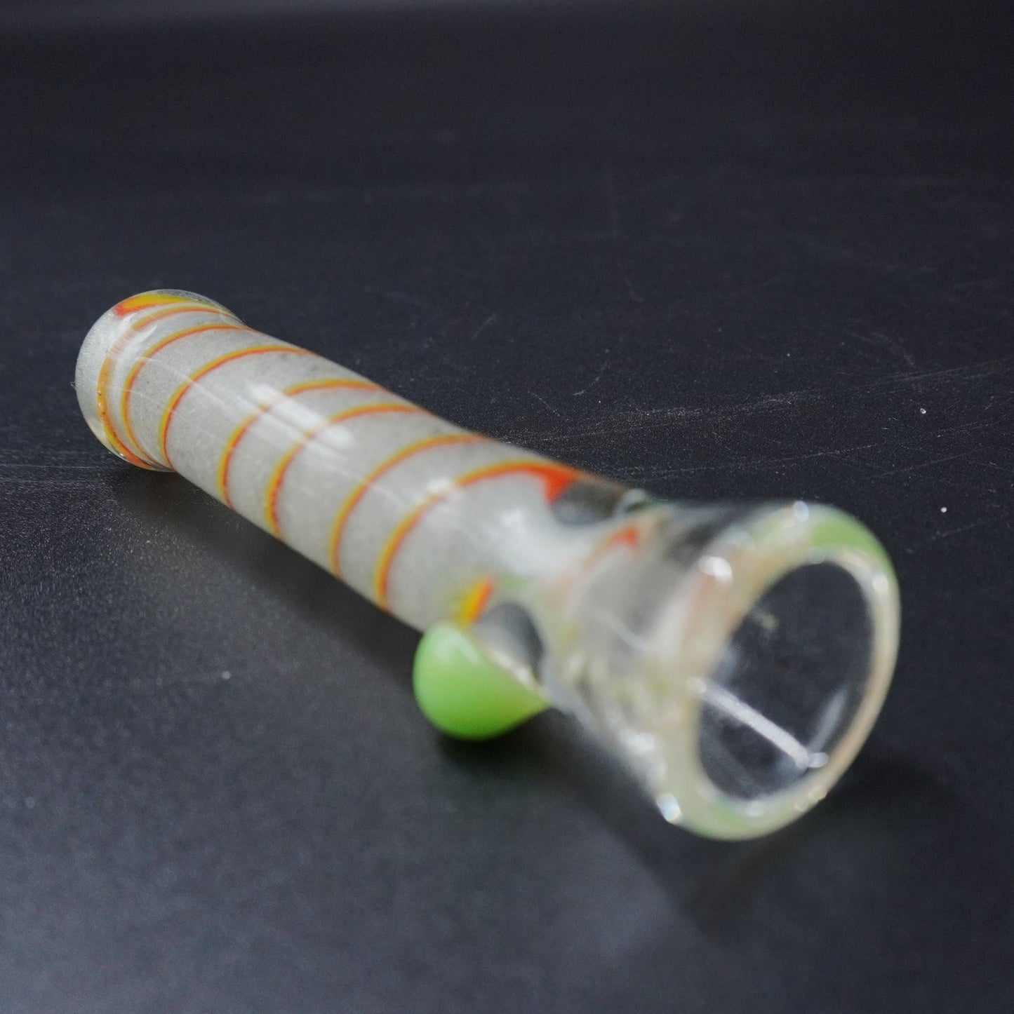Artisan Frit-Filled Glass Chillum with Roll-Stop