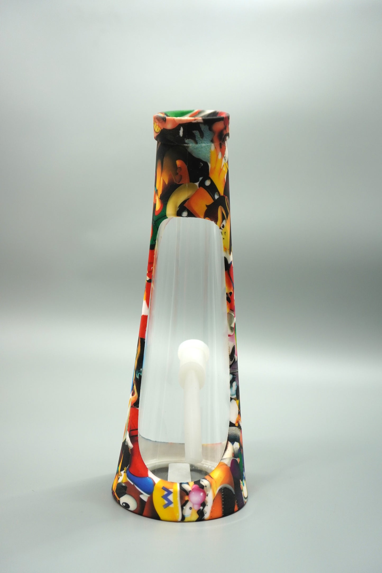 Cartoon Graphics Print Glass Silicon Bong