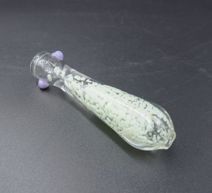 "Cosmic Frit" Glass Chillum with Roll-Stop