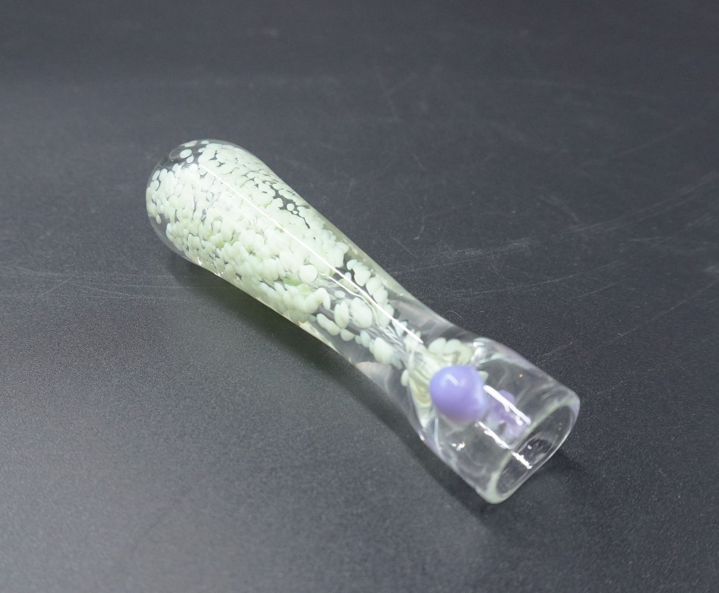 "Cosmic Frit" Glass Chillum with Roll-Stop