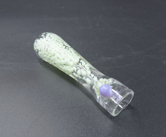 "Cosmic Frit" Glass Chillum with Roll-Stop