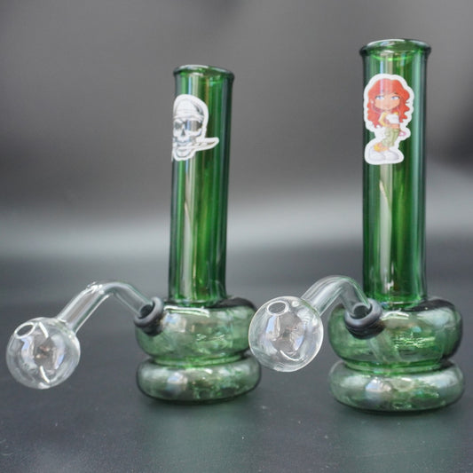 "Emerald Smoker" Fumed Green Glass Oil Burner
