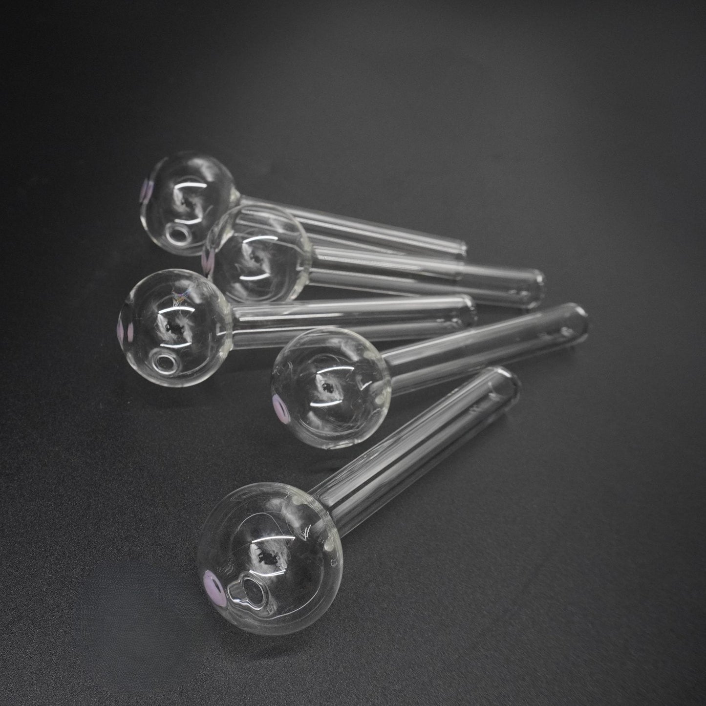 Dotted Clear Glass Oil Burner Pipe - 5 Pack Value Set