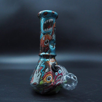 2 in 1 Geometric Beaker Water Pipe Full-Wrap Graphic (Herb or Oil)