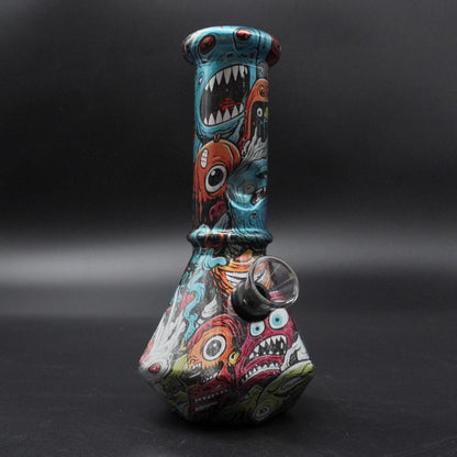 2 in 1 Geometric Beaker Water Pipe Full-Wrap Graphic (Herb or Oil)