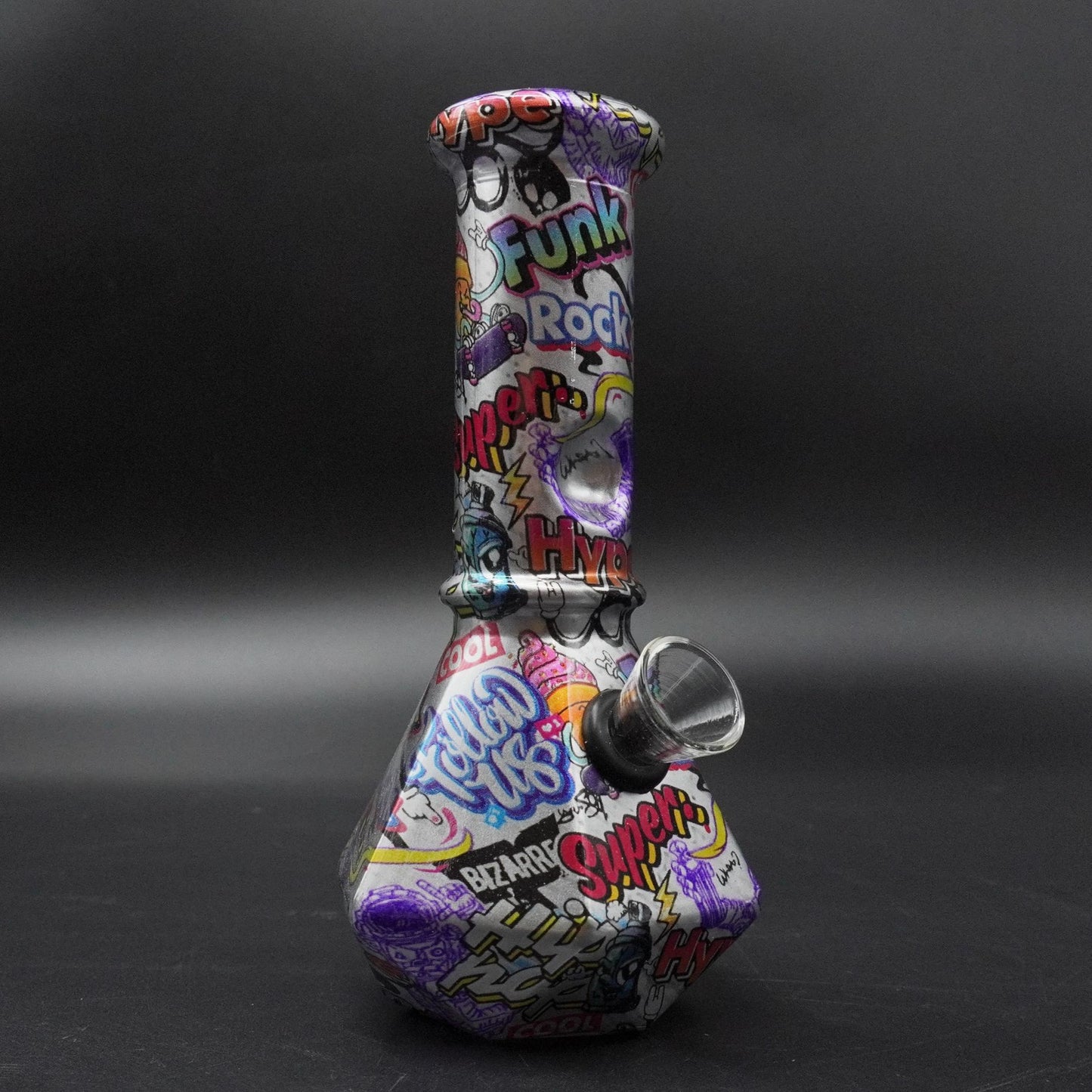 2 in 1 Geometric Beaker Water Pipe Full-Wrap Graphic (Herb or Oil)