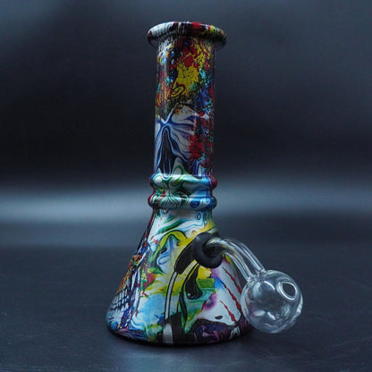 2 in 1 Graphic Print Beaker Bong (Herb or Oil)