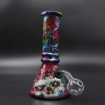 2 in 1 Graphic Print Beaker Bong (Herb or Oil)