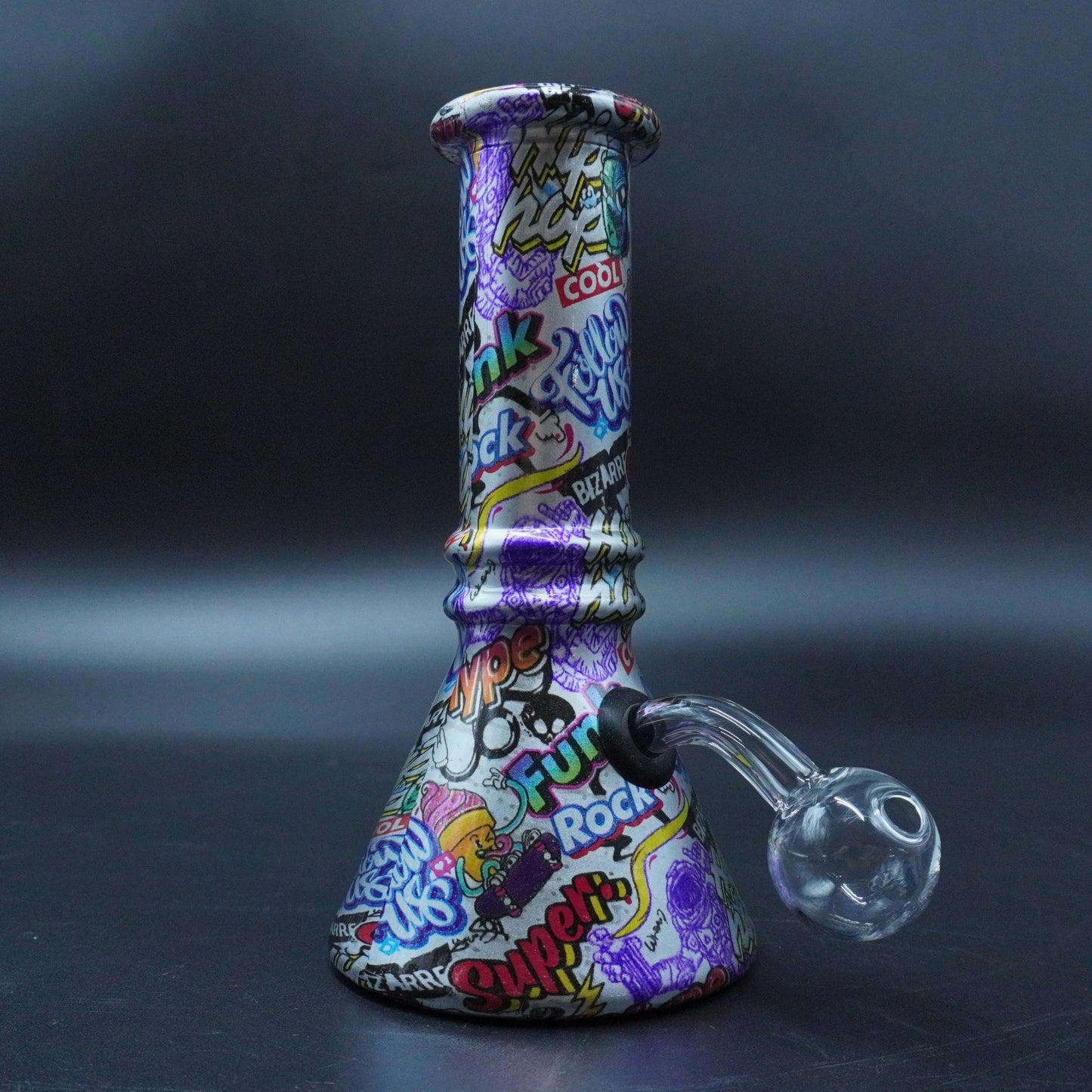 2 in 1 Graphic Print Beaker Bong (Herb or Oil)