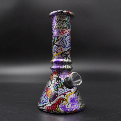2 in 1 Graphic Print Beaker Bong (Herb or Oil)