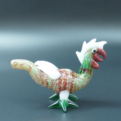 Hand-Blown Rooster Glass Hand Pipe
