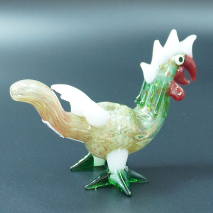 Hand-Blown Rooster Glass Hand Pipe