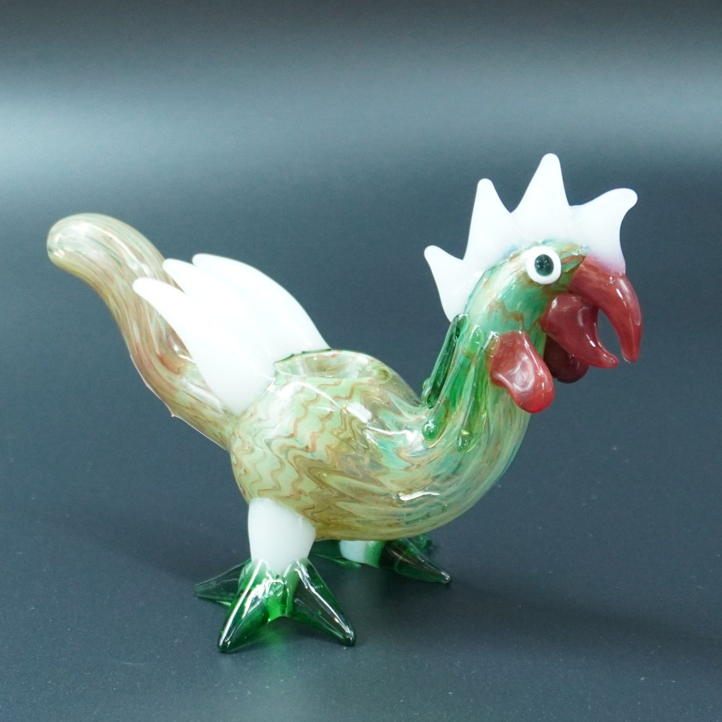Hand-Blown Rooster Glass Hand Pipe
