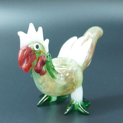 Hand-Blown Rooster Glass Hand Pipe