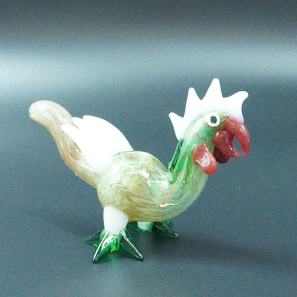 Hand-Blown Rooster Glass Hand Pipe