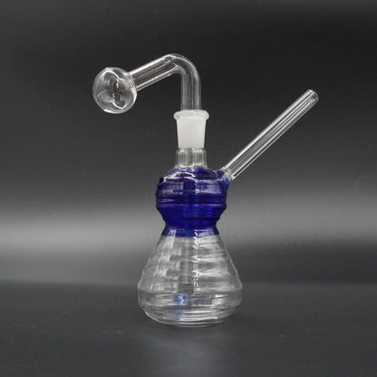 Ribbed Beaker Oil Burner Bubbler with Color Accent
