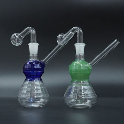 Ribbed Beaker Oil Burner Bubbler with Color Accent