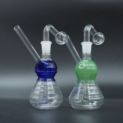 Ribbed Beaker Oil Burner Bubbler with Color Accent