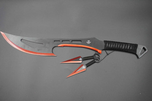 Tactical Fantasy-Machete w/ 2 Throwing Blades