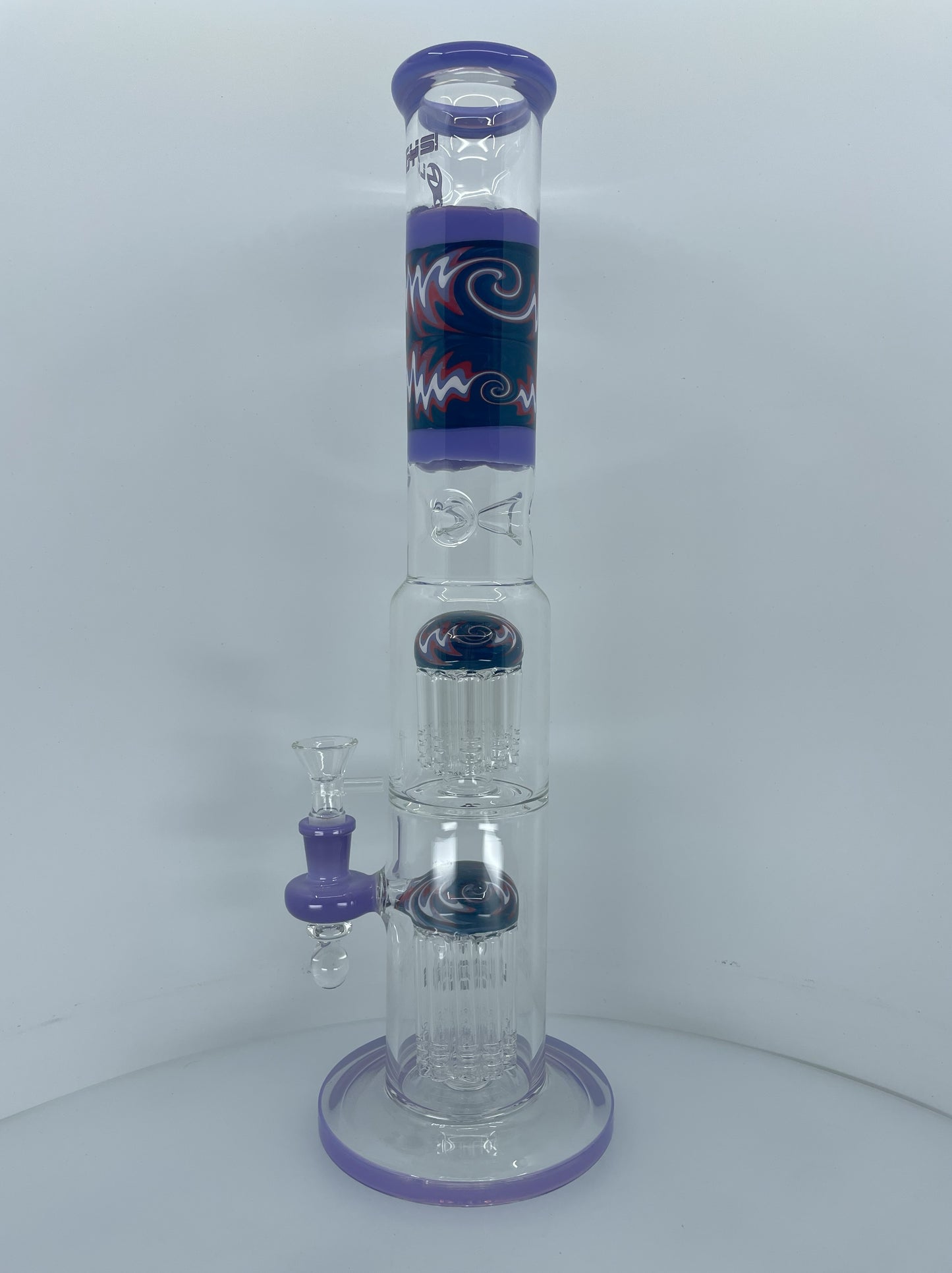 14" Lotus Glass Straight Shower Head Bong